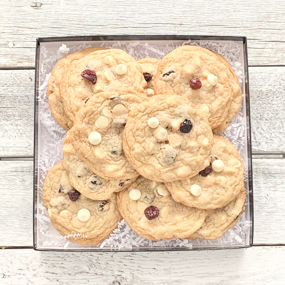 A box of one dozen Cranberry Bliss Cookies