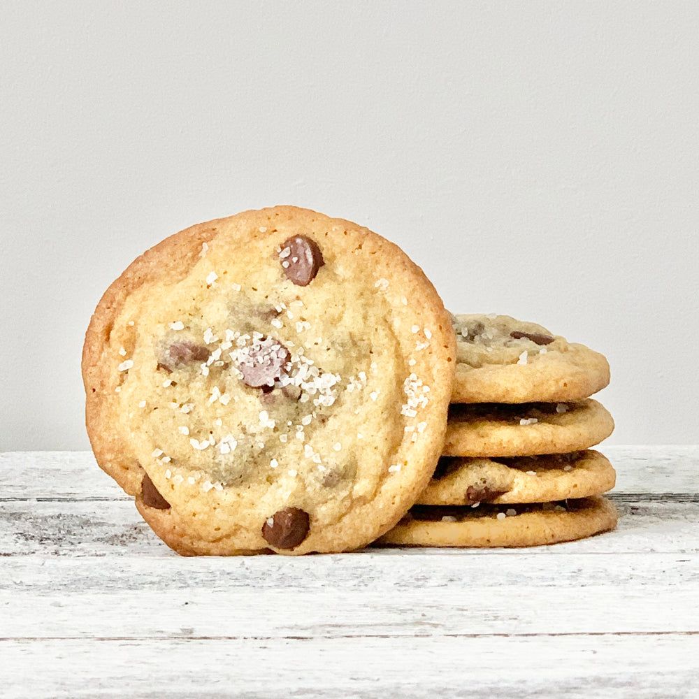 A stack of Salted Chocolate Chip Cookies